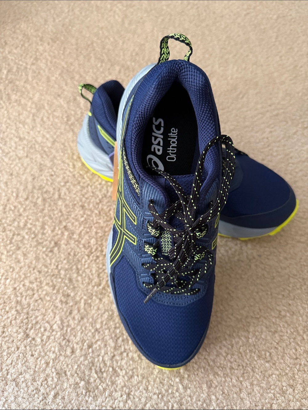 ASICS Navy Athletic Sneakers with Neon Yellow Highlights Gel-Venture 9